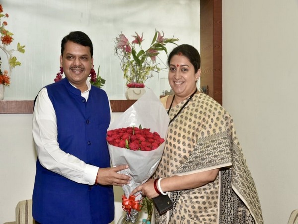 Chief Minister Devendra Fadnavis met Smriti Irani in Mumbai on Mumbai (Photo/ANI)