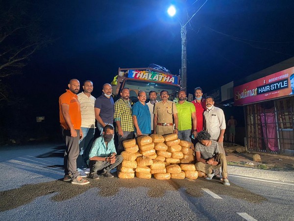 Officials of Wayanad Excise department seized 100 kgs of ganja. (Photo/ANI)