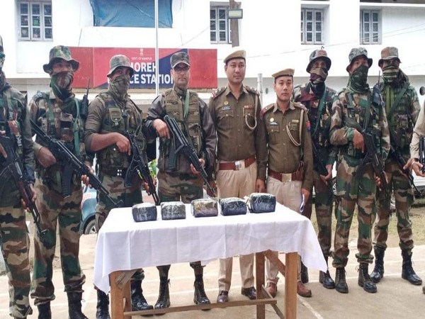 Troops of Assam Rifles seized contraband drugs weighing 5.2 kg valued at Rs 3.80 crore along the Indo-Myanmar border on Thursday. Photo/ANI