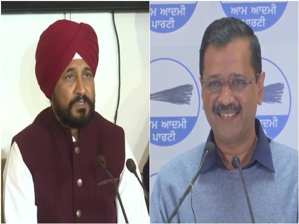 Punjab Chief Minister Charanjit Singh Channi (L), Delhi Chief Minister Arvind Kejriwal (R)