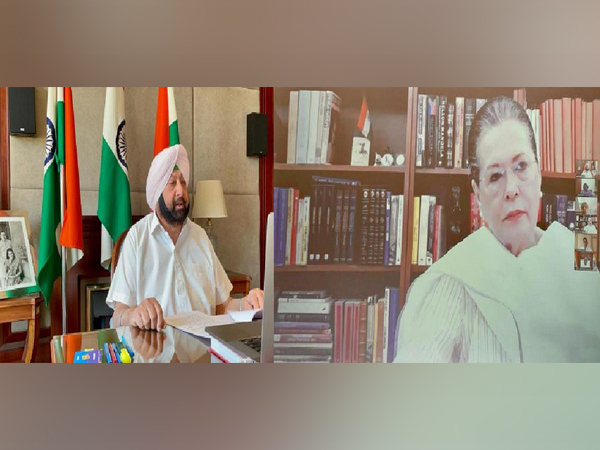 Punjab Chief Minister Captain Amarinder Singh during a video conference with Congress interim President Sonia Gandhi