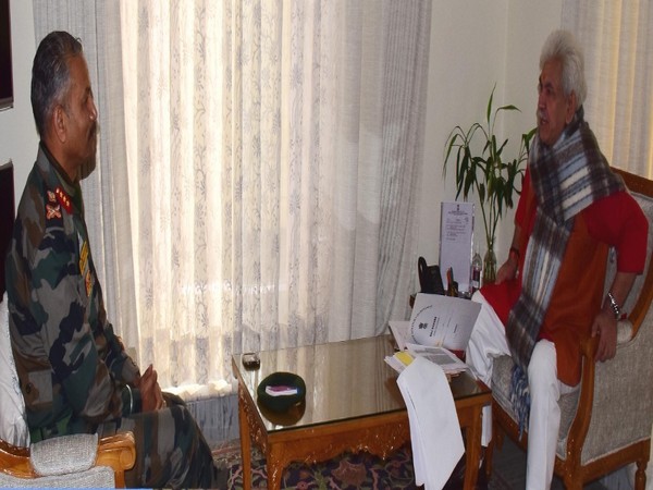GOC 15 Corps, Lt General DP Pandey called on Lieutenant Governor Manoj Sinha
