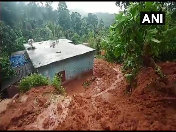 Two houses were damaged in Wayanad district due to a mudslide. (Photo/ANI)