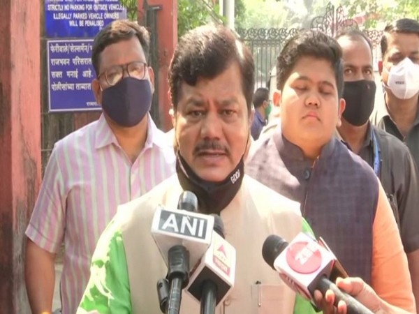 BJP leader Pravin Darekar speaking to reporters in Mumbai on Sunday.