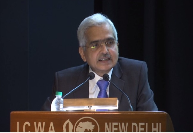 Reserve Bank of India Governor Shaktikanta Das speaking at a book launch in New Delhi on July 26.