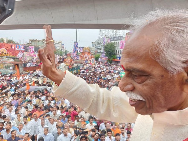 Himachal Pradesh Governor participating in procession of idol immersion of Lord Ganesh in Hyderabad