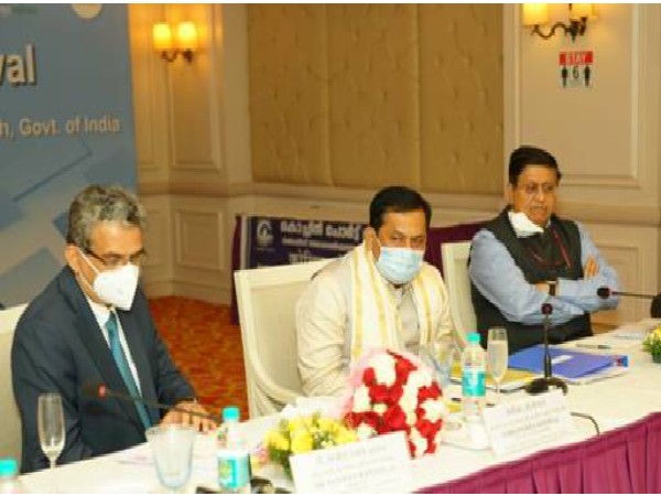 Sarbananda Sonowal reviews the functioning of Cochin Shipyard Limited (Photo/ANI) 