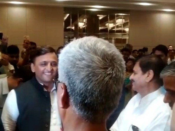 Visual from wedding in Lucknow which was attended by former UP Chief Minister Akhilesh Yadav and his uncle Shivpal Yadav. (Photo/ANI)