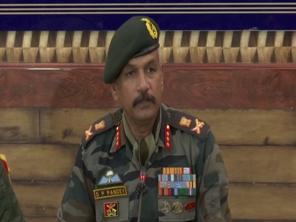 Lieutenant Devendra Pratap Pandey while addressing a press conference in Srinagar. (Photo/ANI)