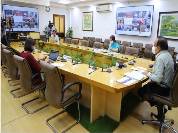 Dr Harsh Vardhan interacting with State Health Ministers and Principal Secretaries (Photo/ANI)