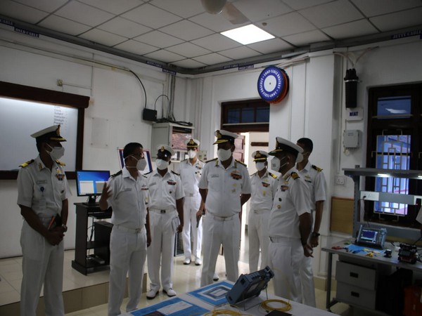 -Chief of Personnel in Indian Navy, Vice Admiral Dinesh K Tripathi interacts with defence civilians at Kochi (Photo/ANI)