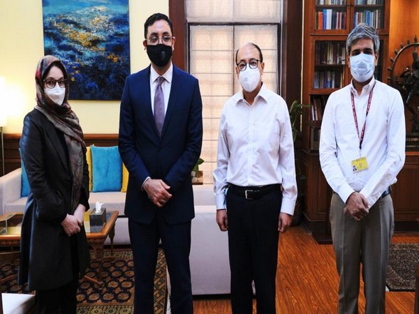 Foreign Secretary Harsh Vardhan Shringla along with Afghanistan delegation. (Photo: MEA twitter)