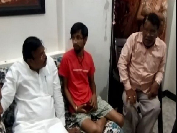 BJP MP Gajendra Umrao Singh meets family of Shivam Shukla. (Photo/ANI)