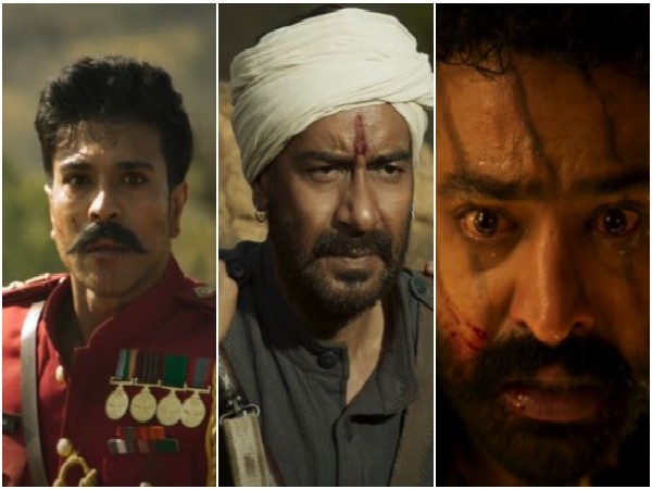 Ram Charan, Ajay Devgn, Jr NTR in a still from song (Image source: You Tube)