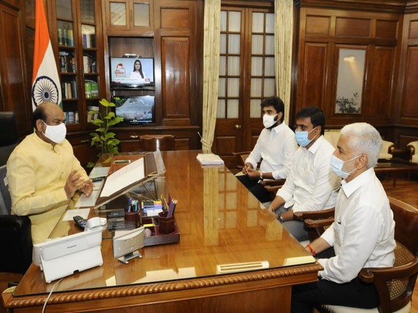 YSRCP MPs meeting Lok Sabha Speaker Om Birla, in New Delhi on Thursday. 