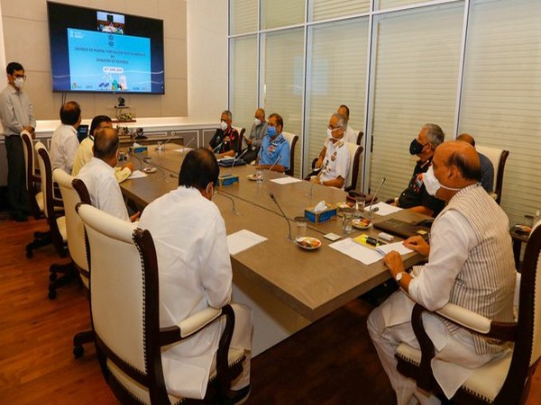 A photo of Defence Minister Rajnath Singh at a meeting on Monday. 