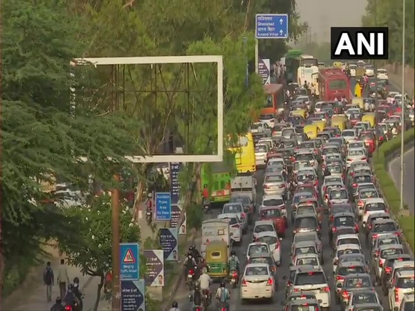 A visual of traffic in Delhi on Tuesday. 