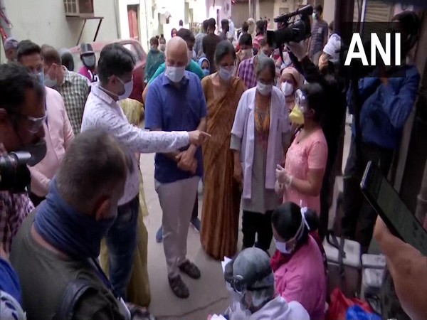 Delhi Deputy Chief Minister Manish Sisodia on Saturday visited areas from where samples are being collected for the serological survey. (Photo/ANI) 