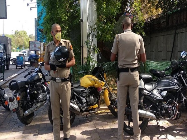 Some Delhi Police personnel have shaved their heads as a precaution against coronavirus. Photo/ANI