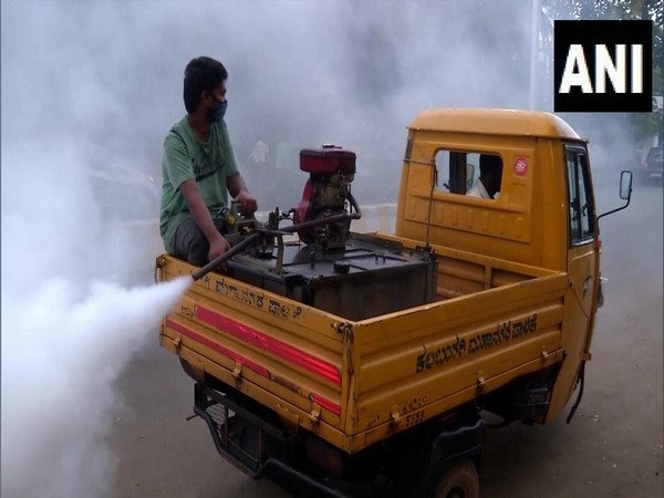 Visual of anti-mosquito fogging in Karnataka's Kalaburagi. (Photo/ANI)