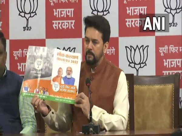 Union Minister Anurag Thakur in Lucknow today (Photo/ANI)