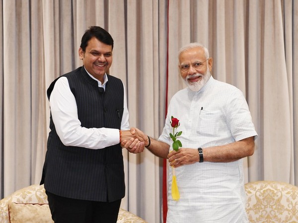 Maharashtra Chief Minister Devendra Fadnavis with PM Modi in New Delhi on Saturday. Photo/Twitter