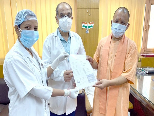 UP CM Yogi Adityanath receiving his second dose of vaccine