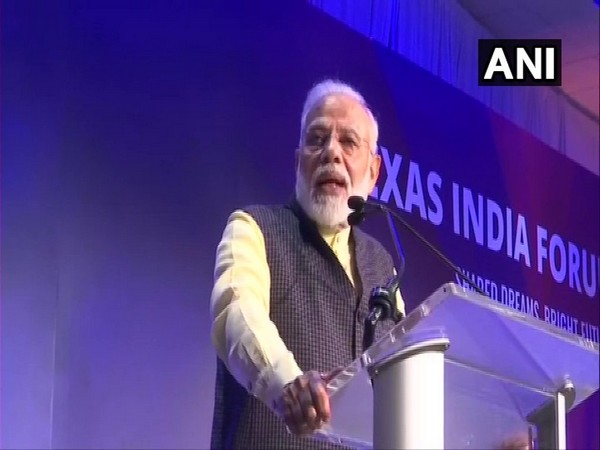 Prime Minister Narendra Modi addressing an Indian community reception in Houston