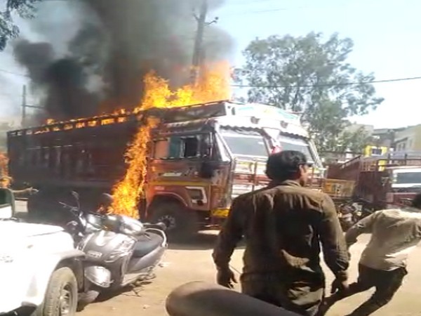 The truck fire at Transport Nagar in Indore on February 22.