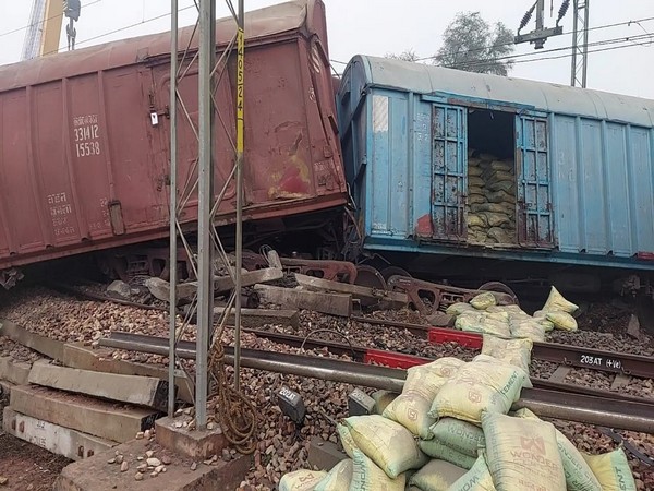 Visual of the train derailed near Mathura (Photo/ANI)