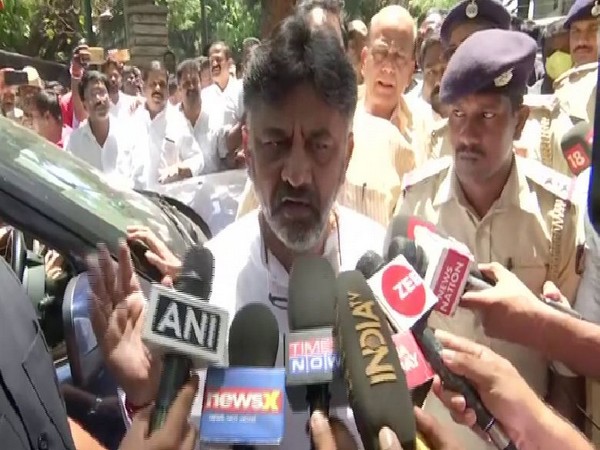 Karnataka Congress President DK Shivakumar speaking to reporters in Bengaluru on Wednesday. Photo/ ANI
