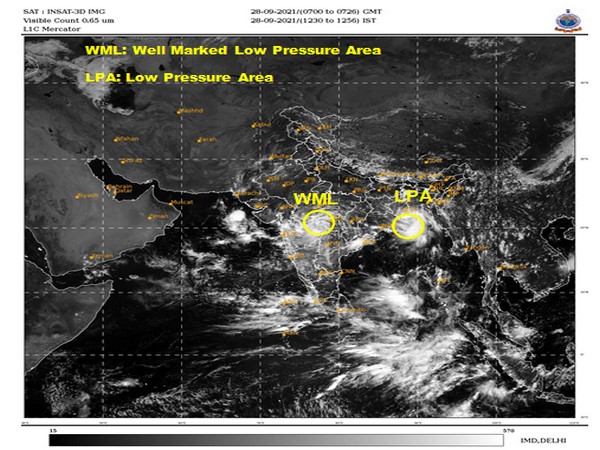 Visual representation of movement of Cyclone Gulab (Photo/Twitter/IMD)