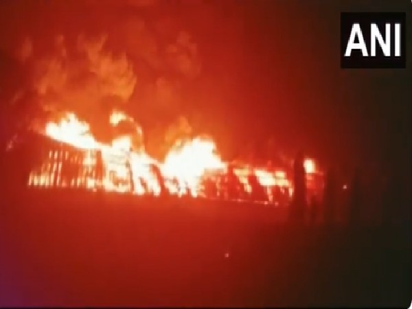 Fire breaks out in a godown in Alwar's Neemrana (Photo/ANI) 