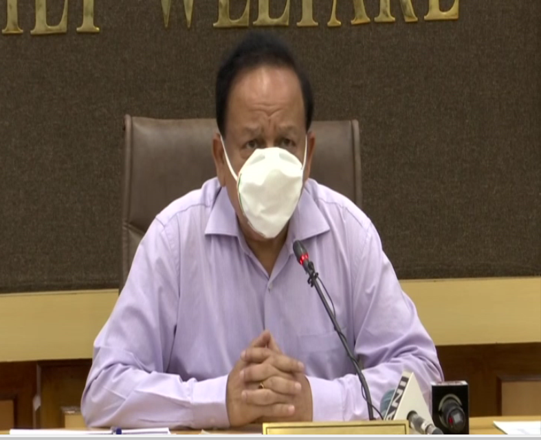 Union Health Minister Dr Harsh Vardhan during the GoM meeting on Saturday. (Photo/ANI)