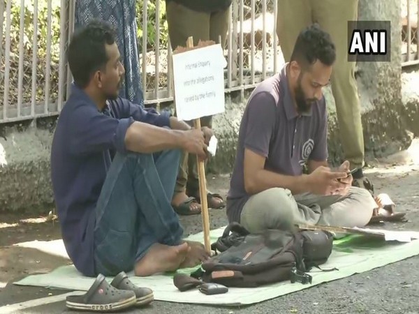 Students protesting in the IIT Madras campus on Monday. Photo/ANI