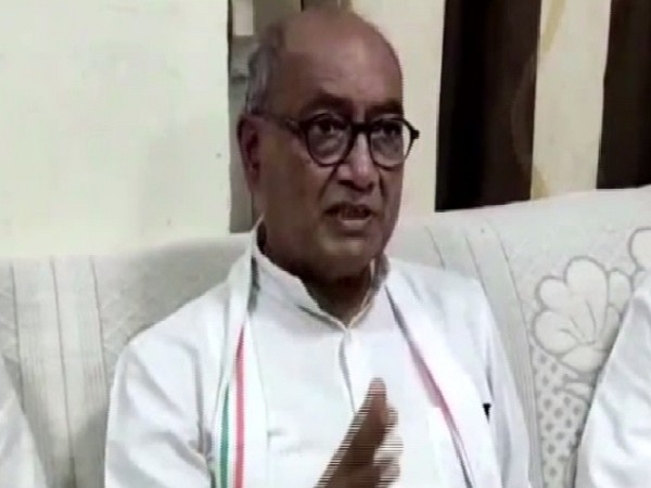 Congress leader Digvijaya Singh speaking to media in Bhind, Madhya Pradesh on Saturday.