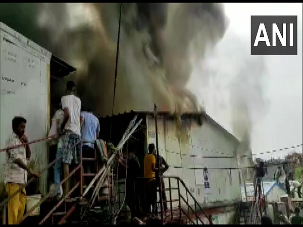 Visual of fire in a plot in Delhi (Photo/ANI)