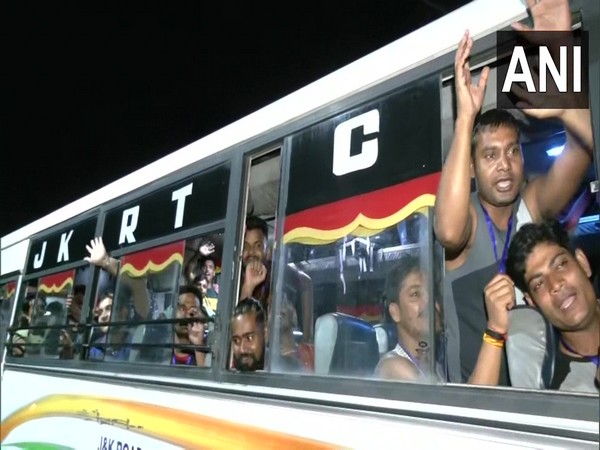 Amarnath Yatra pilgrims leaving from Jammu base camp.