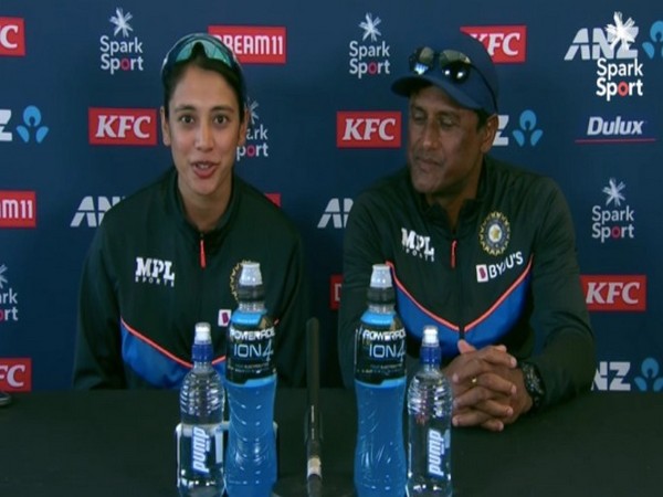 India batter Smriti Mandhana and fielding coach Subhadeep Ghosh in post-match PC