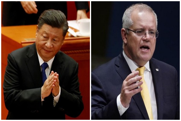 Chinese President Xi Jinping and Australian Prime Minister Scott Morrison 