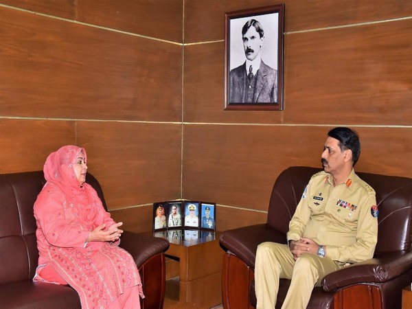 The Chairperson of Defence of Human Rights Pakistan, Amina Masood Janjua with Major General Asif Ghafoor, the spokesperson of the Pakistan Army on July 5 (Photo/Ghafoor's official Twitter account)