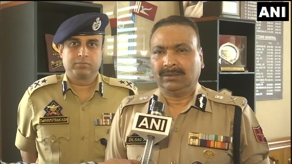 J - K DGP Dilbagh Singh talking to ANI at Srinagar on Friday