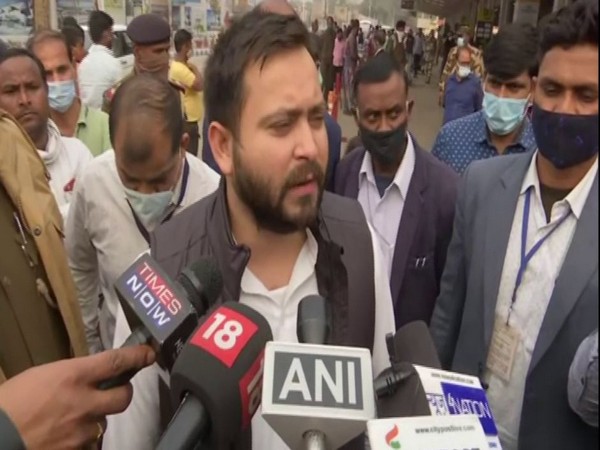 Former Deputy Chief Minister of Bihar Tejaswi Yadav interacting with reporters on Thursday.