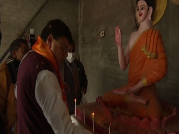 CM Pushkar Singh Dhami during the door-to-door campaign in Khatima. (ANI/photo)