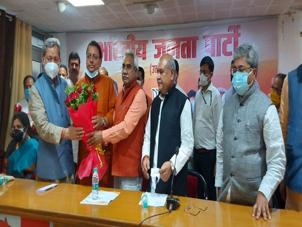 Pushkar Singh Dhami elected as Uttarakhand BJP legislature party leader. (Photo/ ANI)