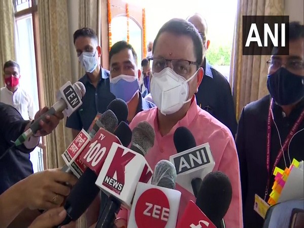 Uttarakhand Chief Minister Pushkar Singh Dhami speaking to media. (Photo/ANI)