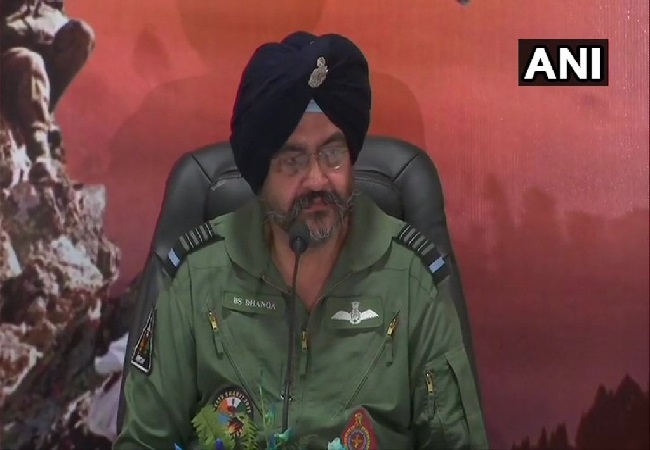 Air Chief B S Dhanoa addressing at a press meet in Gwalior, Madhya Pradesh on Monday.(Photo/ANI)