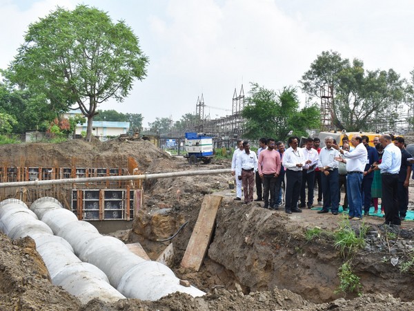 Delhi Lt. Governor VK Saxena at a site of underground pipeline in the national capital.
