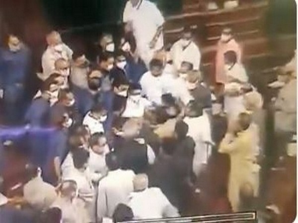 CCTV footage from Rajya Sabha showing marshals trying to control the agitating Opposition MPs on Wednesday.