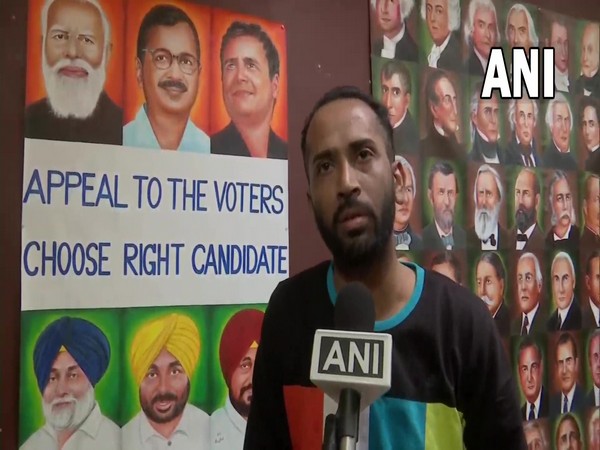 An Amritsar based painter creates canvas to encourage people to vote (Photo/ANI)